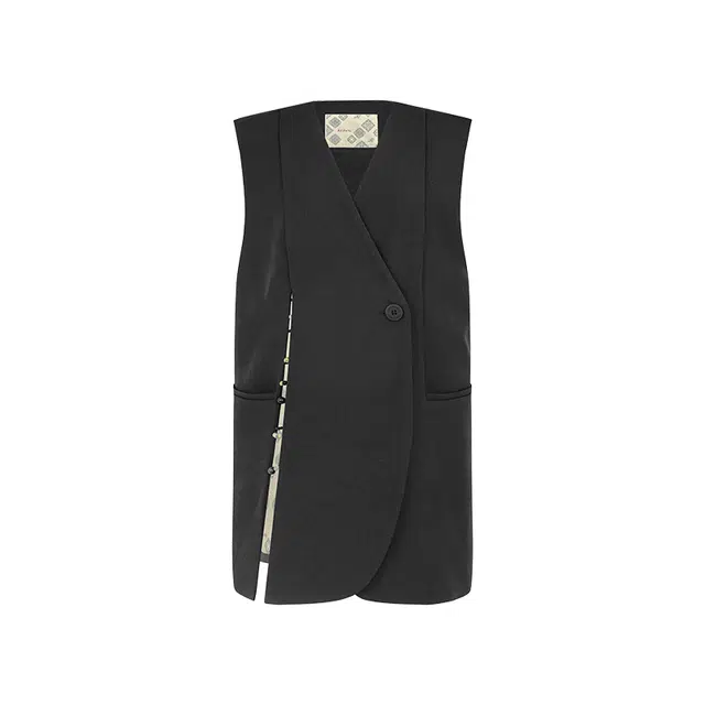 美洋 斜纹肌理宽松无袖马甲 女款