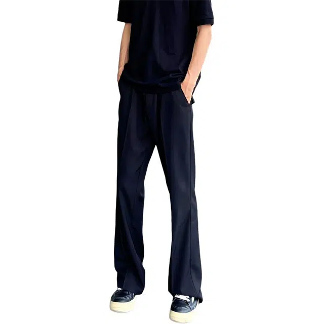 唐启 休闲直筒西裤垂坠感高级感裤子那不勒斯高个子加长微喇裤西装裤 男女同款