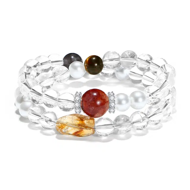 【普陀山官方已过香】 普陀山文创 花开富贵新中式八方来财红胶花黄塔晶转运珠时来运转事业高升#好运处理 白水晶 手串 男女同款情侣款