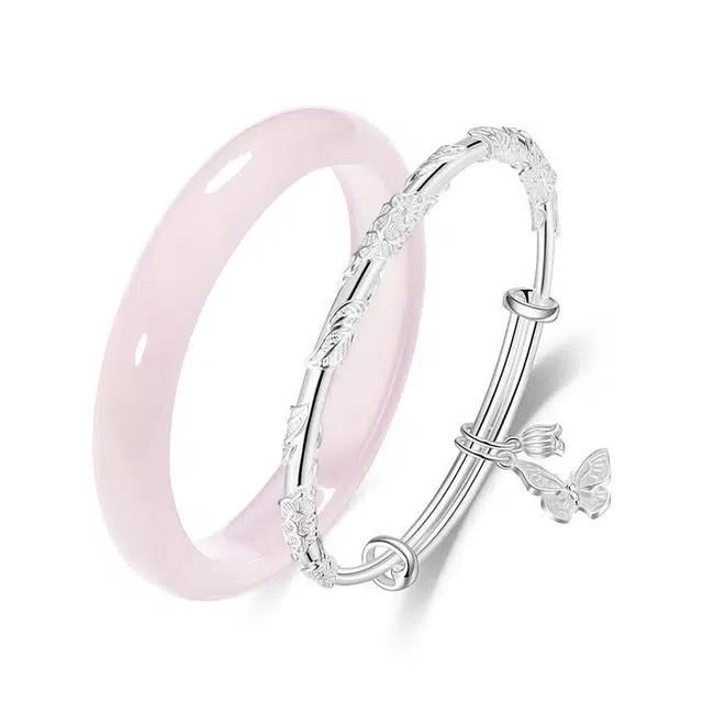 京华录 繁花似锦 蝶恋花轻奢小众 实心推拉镯子新中式首饰妈妈母亲 女友七夕限定周年礼盒 琉璃 国风汉服旗袍贵妃镯手镯 女款