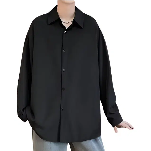 一碗士多 夏季韩系日系潮流纯色百搭宽松高级感衬衣衬衫 男女同款