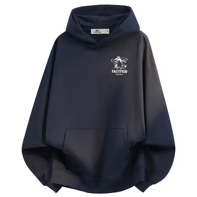 快鱼 美式时尚字母印花创意图案外套百搭运动宽松长袖简约少年感休闲连帽卫衣 男女同款