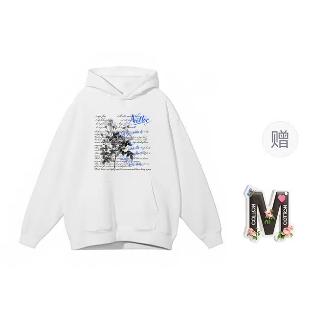 棉购 连帽加绒加厚高街宽松美式街头风潮流印花卫衣 女款