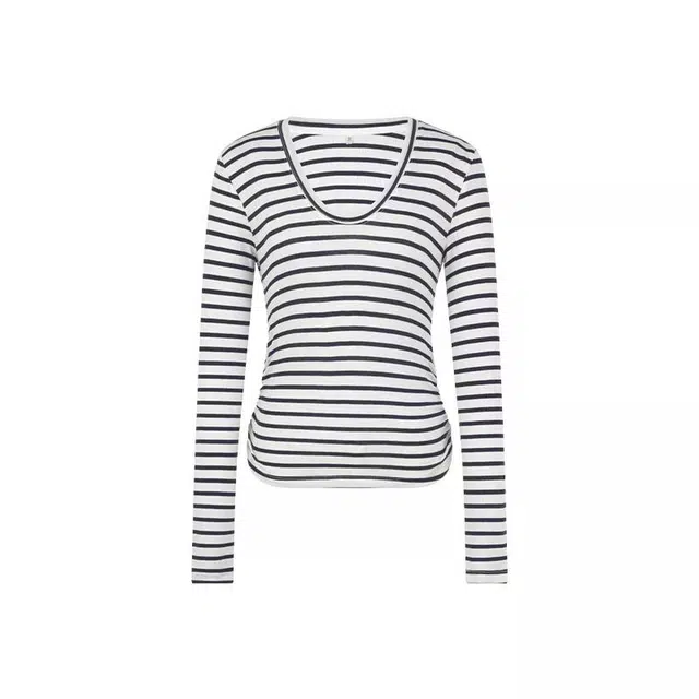 美洋 知青条纹天丝羊毛撞色截短上衣 女款