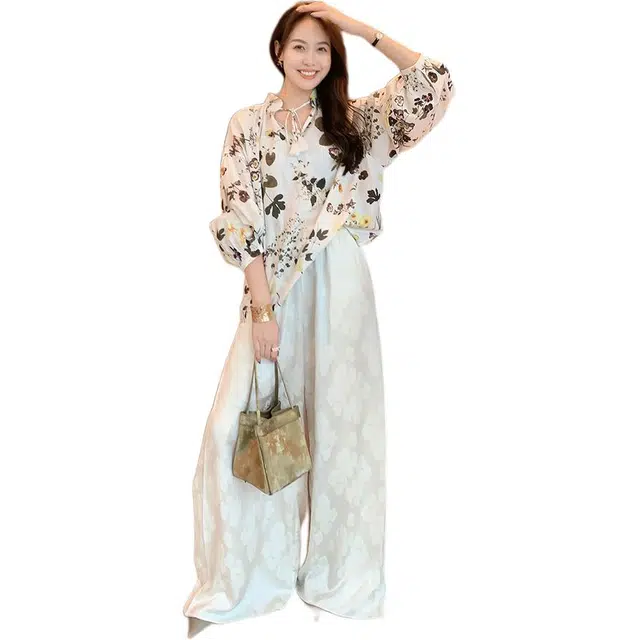 美洋 阔腿裤新中式国风休闲裤 女款