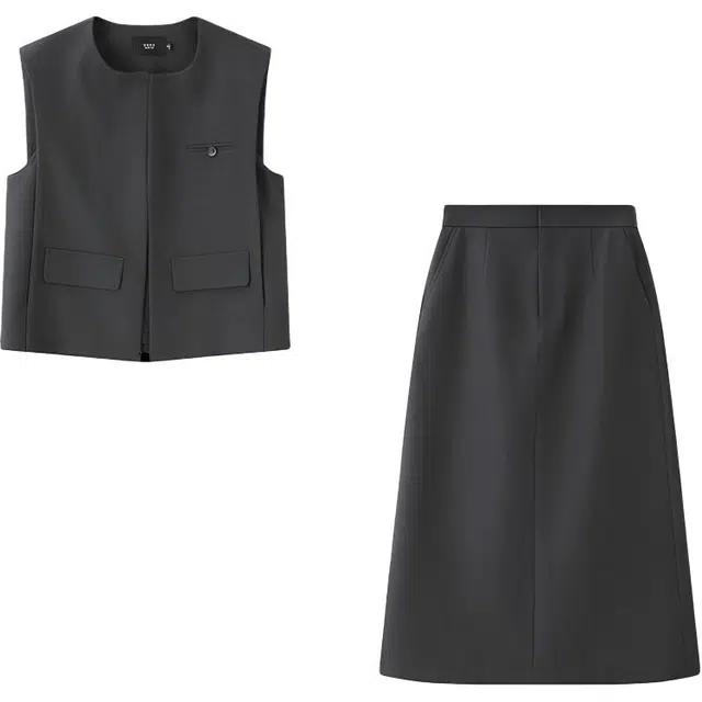 潞优野 优雅商务女士穿搭两件套挺括舒适马甲半身秋季裙装套装 女款