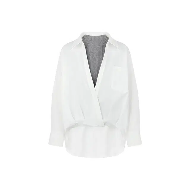 美洋 前短后长免烫半高领衬衫 女款