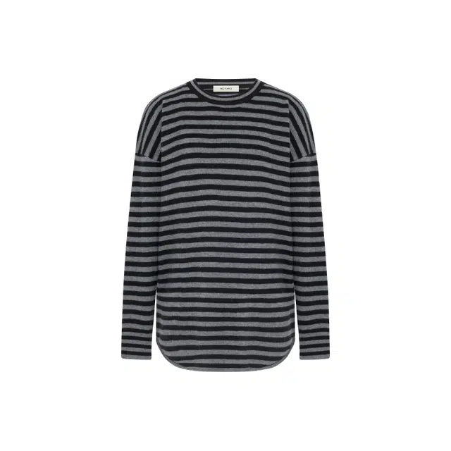 美洋 绵羊毛卷边下摆条纹毛衣 女款