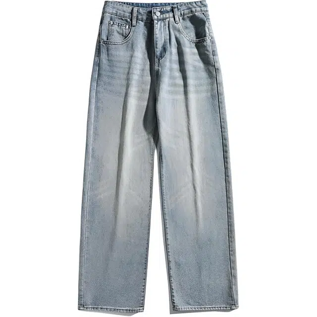 华夏儿女 美式复古潮牌休闲裤高街潮流宽松百搭时尚阔腿牛仔裤 男款