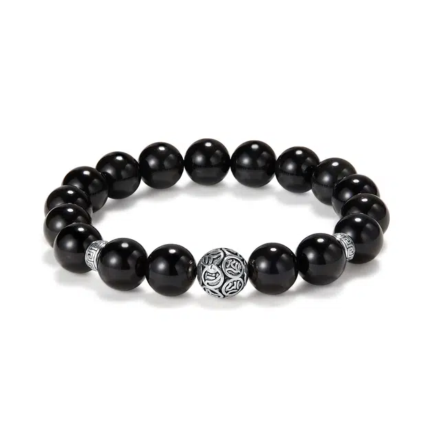 蔻斯琦 【水逆退散 诸事顺利】新中式六字真言 赶走负能量国风本命年招财转运珠前程似锦大展宏图 好运 黑曜石 手串 男女同款情侣款