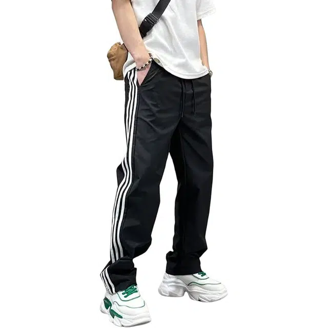 拾个壹先生 美式条纹宽松直筒百搭运动潮流裤休闲裤 男女同款