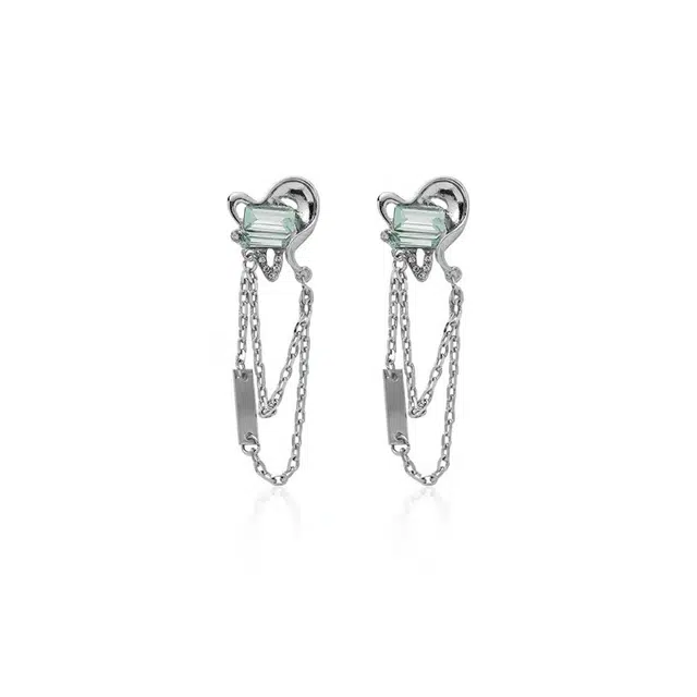 清脆小溪 液体爱心流苏 高级感 优雅气质时尚百搭通勤款 合金 耳环 女款