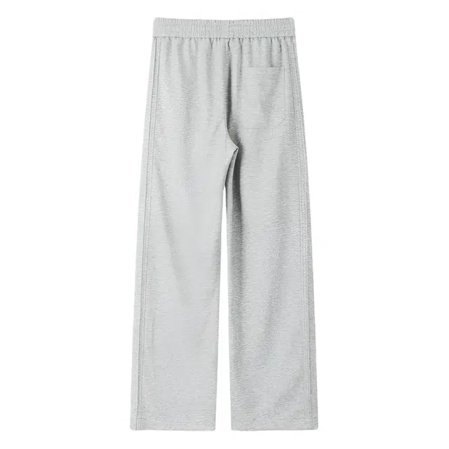 半空山 国潮高街复古纯色简约中国字刺绣系带宽松百搭直筒日常通勤休闲裤 男女同款