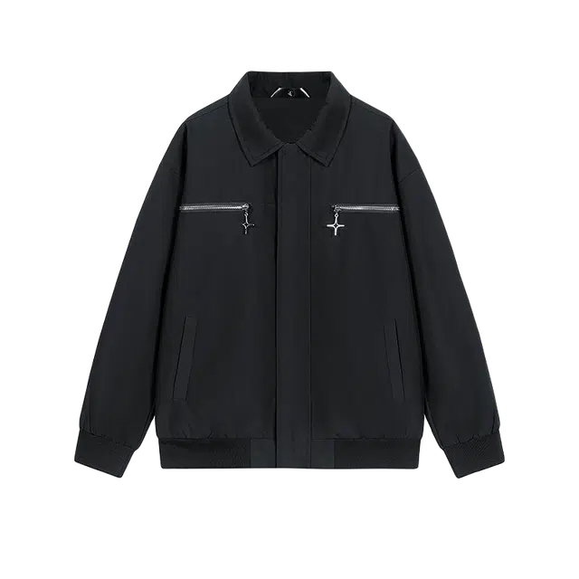 奇迹街区 潮牌翻领工装飞行员拉链设计感夹克外套 男女同款