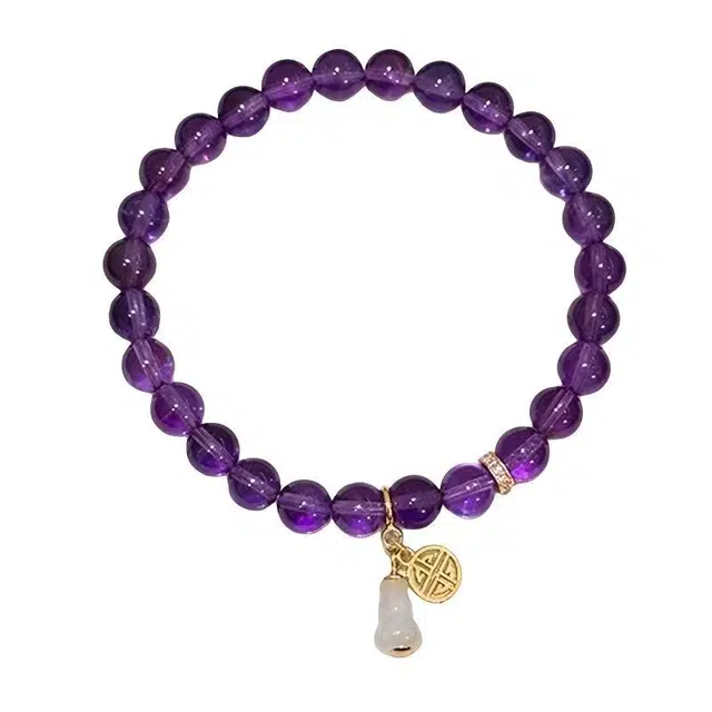 陌阡雪 【葫芦招财转运】福禄安康 新中式国潮风精致简约显白小众设计高级感日常通勤百搭#好运天然 紫水晶 手串 女款