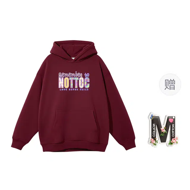 棉购 加绒加厚宽松高街时尚字母印花连帽设计卫衣 女款