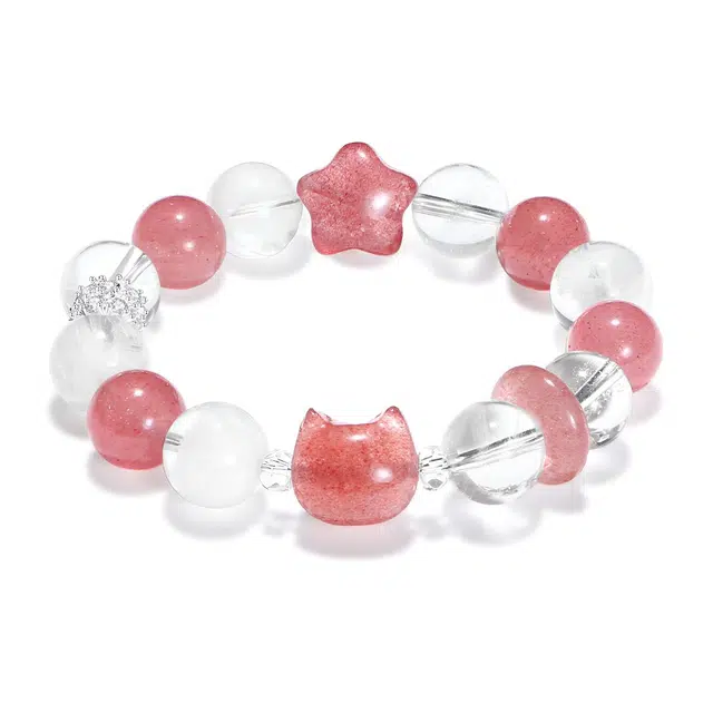 【普陀山官方已过香】 普陀山文创 显白粉色浪漫温婉天赐良缘一眼心动早日脱单转运诸事顺意白幽灵#好运 草莓晶 手串 男女同款情侣款