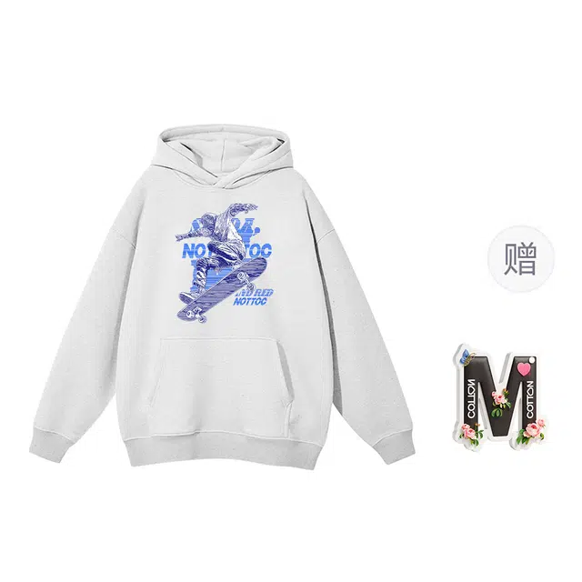 棉购 美式连帽秋冬季设计感印花宽松街头舒适百搭运动卫衣 男女同款