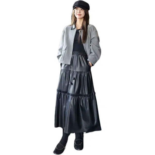 美洋 撞色翻领毛呢外套夹克 女款