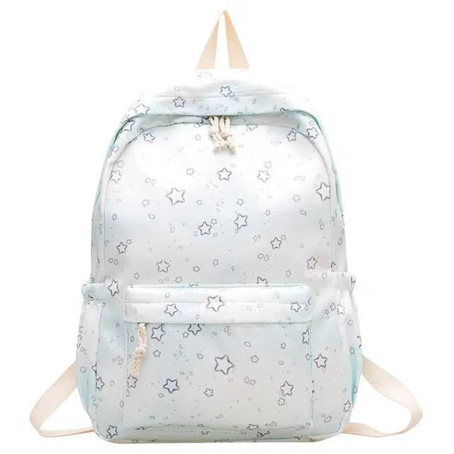 帕克熊 清新自然满天星星唯美浪漫百搭 尼龙 双肩包 常规 女款 绿色/蓝色