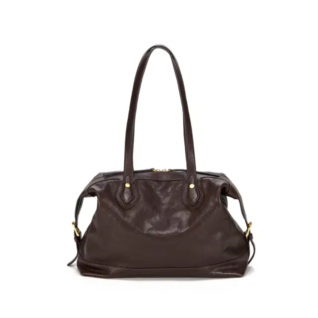 西木汀 小众设计高级感简约百搭通勤托特包 牛皮 单肩手提包 常规 女款 深咖啡/深邃黑