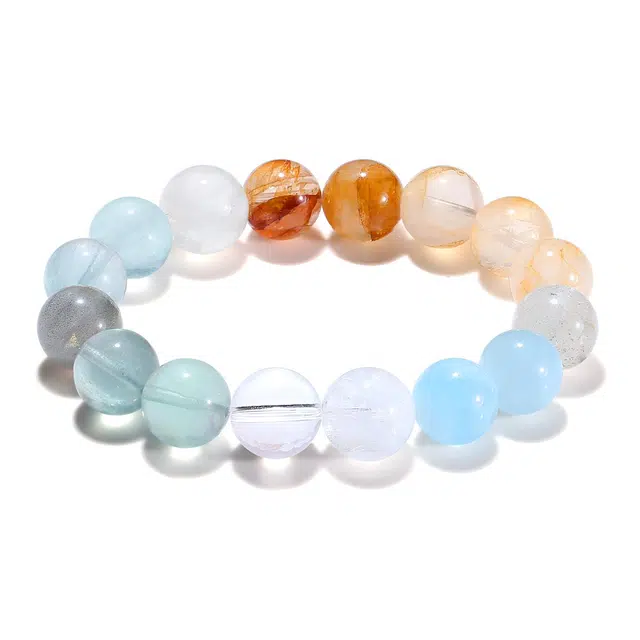 【普陀山官方已过香】 普陀山文创 彩石流光精致气质绿萤石时来运转绿意生辉转运纳福灰月光运气爆棚#好运 白水晶 手串 男女同款情侣款