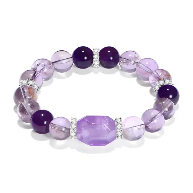 【普陀山官方已过香】 普陀山文创 显白气质紫气东来福禄盈门雅韵锦上添花能量磁场九紫离火串珠#好运处理 紫水晶 手串 男女同款情侣款