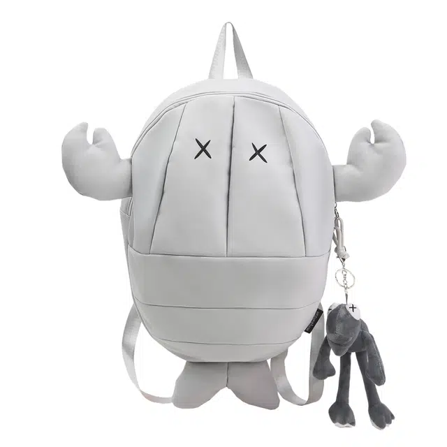 蔻蒂熊 个性搞怪小龙虾男潮牌高颜值骑行头盔包高中生大学生大容量旅行背包 涤纶 双肩包 常规 青少年 灰色/白色/黑色/红色