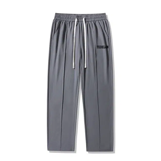 太子龍 纯色透气直筒宽松百搭凉感舒适系带休闲裤 男款