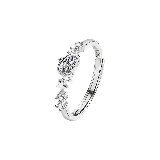 饰伴  恋爱星球戒钟爱久久浪漫爱意交织简约轻奢高级精致 日常通勤交织简约轻奢高级精致 日常通勤 合金 戒指 男女同款情侣款