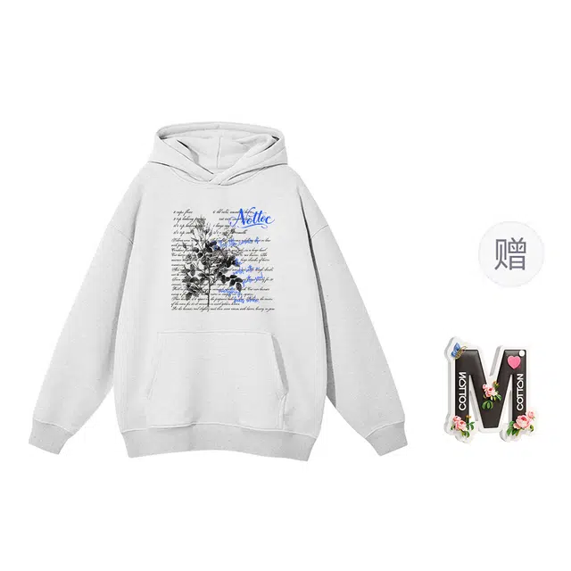 棉购 连帽加绒加厚高街宽松美式街头风潮流印花卫衣 女款