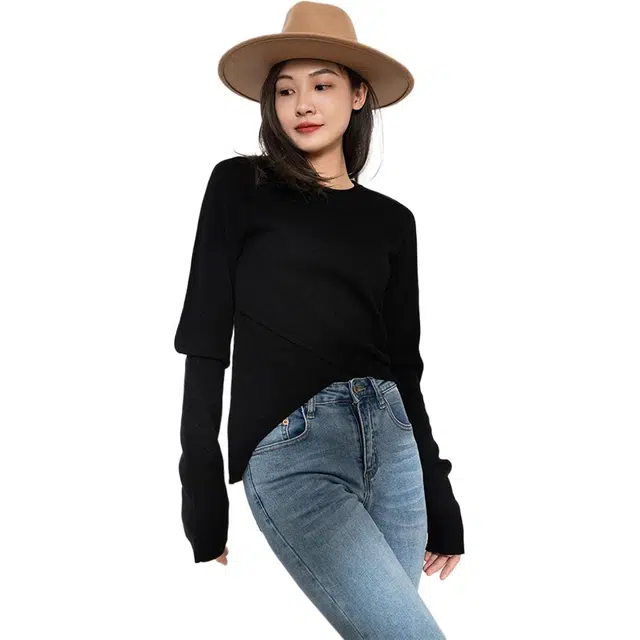 美洋 不规则修身打底衫针织衫 女款