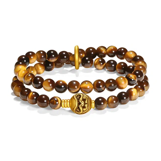 【普陀山官方已过香】 普陀山文创 招财霸王新中式事业腾飞八方来财转运珠泼天富贵发大财潮流百搭手饰#好运 虎眼石 玉石手串 男女同款情侣款