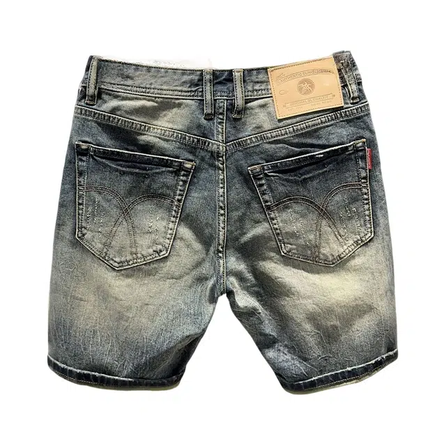 吉肯蒂 潮牌高端复古中裤夏季款刮烂修身青年五分裤百搭牛仔短裤 男款