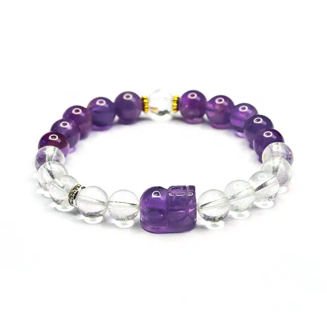 灵晔 国潮新中式风生水起吉祥如意招财进宝八方来财时来运转考试上岸九紫离火转运珠清新小众高级感#好运 紫水晶 手串 男女同款情侣款