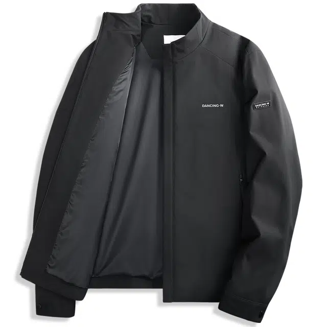 与狼共舞 防风拒水户外出行通勤百搭行政抗皱易打理纯色简约轻商务休闲挺括有型立领夹克外套 男款