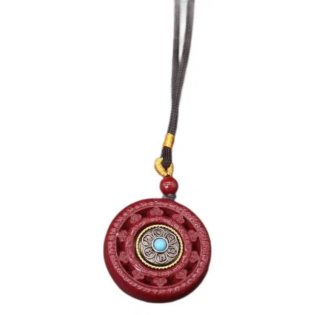 茂琼 高含量吊坠六字真言转轮小众高级感#好运 朱砂 项链 男女同款情侣款