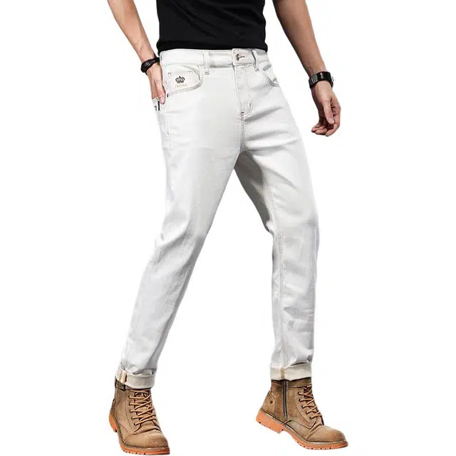 潮人榜 美式高街日常潮牌高端品质简约百搭小直筒牛仔裤 男款