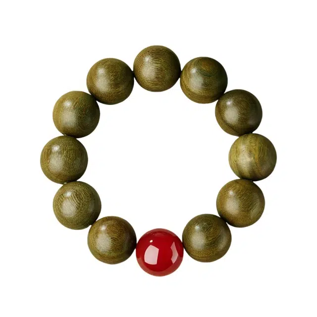 宣华意 国潮新中式复古高级感 五行缺补火 文玩大颗转运珠 招财转运 平安喜乐 考试考研上岸 单圈#好运 绿檀 手串 男女同款情侣款