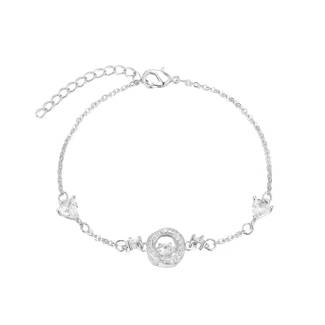 福柚 【免费刻字代写贺卡】莫比乌斯三秒心动 跳动的心 可调节 甜美可爱 甜蜜饰爱轻奢简约优雅气质 闪耀星点 合金 手链 女款