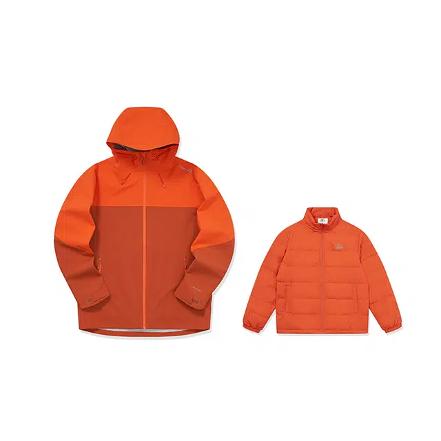 鸿星尔克 反光字母印花拼色无境防风防水保暖运动户外登山拉链开衫连帽夹克外套 男款