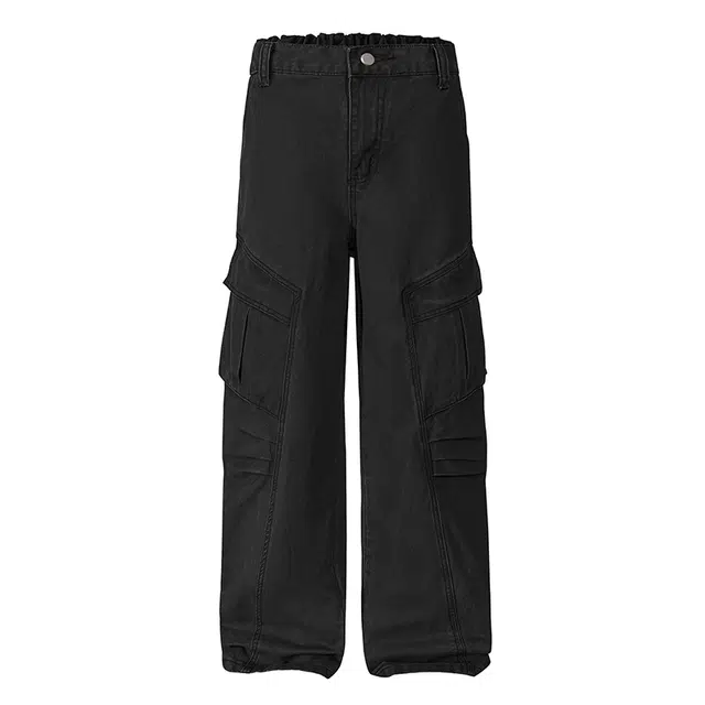 欧路得 美式皱褶工装休闲裤子潮牌多口袋设计宽松运动阔腿高街伞兵长裤牛仔裤 男款