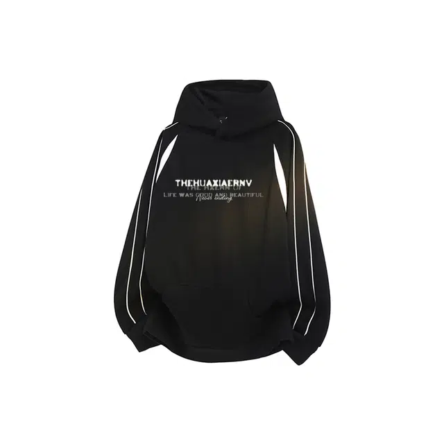 华夏儿女 美式复古学院风重磅英文虚幻设计舒适修休闲百搭拼接撞色宽松感卫衣 男女同款