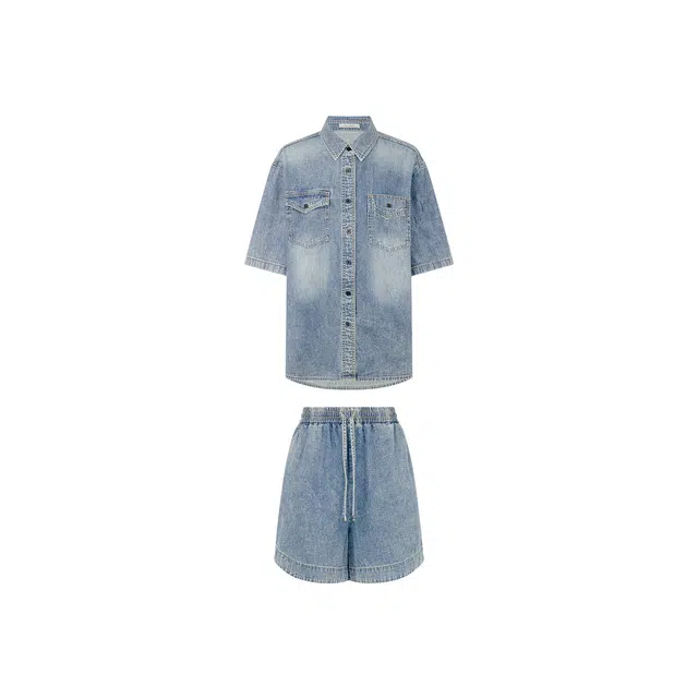 美洋 软牛仔复古街头休闲套装 女款