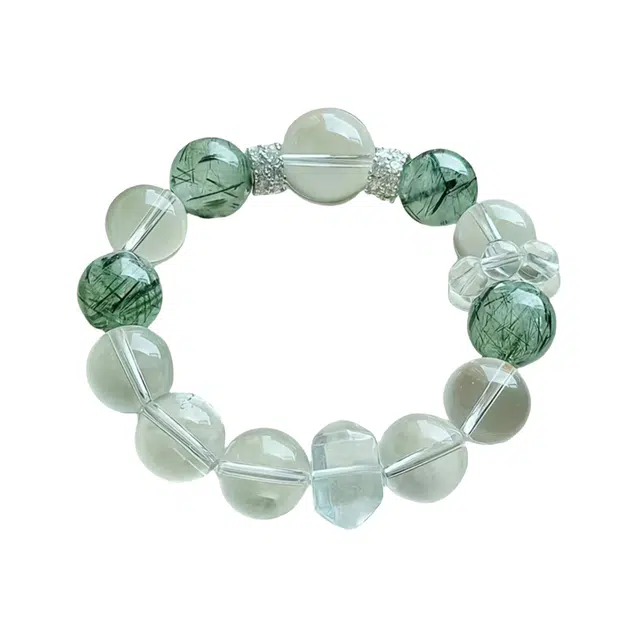 华熹福珠宝 新中式国潮文艺清新甜美复古小众高级气质优雅百搭吸金#好运天然 白水晶 手串 女款