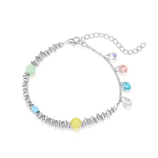 珂里 甜美多巴胺彩虹色系简约小众碎银几两不规则设计感浪漫百搭轻奢高级感手饰 环保合金 手链 女款