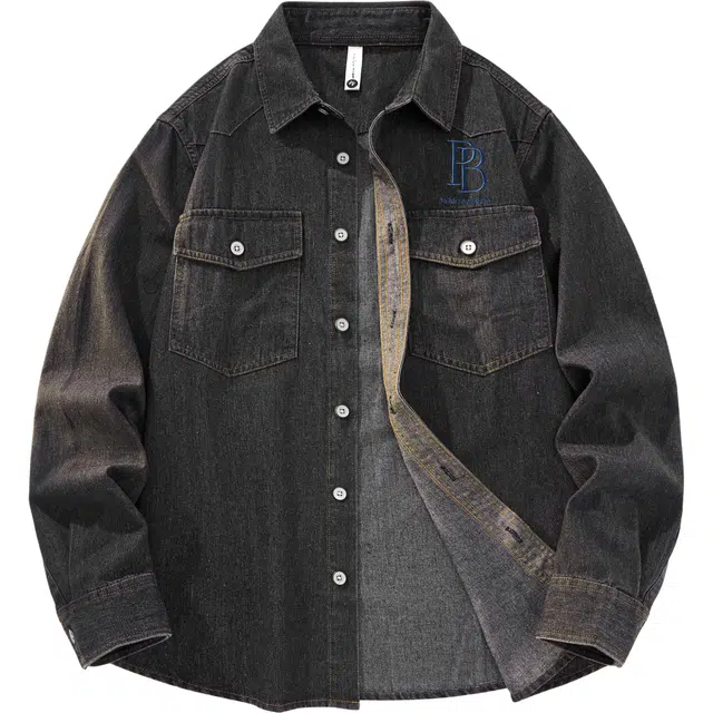 帕丁顿熊 美式轻奢绅士小熊玫瑰字母刺绣基础款纯色飞行重磅翻领街头痞帅小众染水洗做旧牛仔外套 男女同款