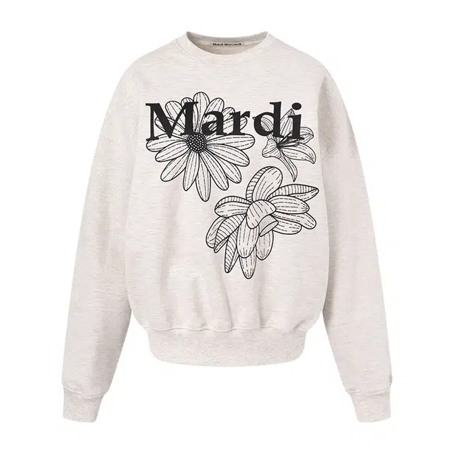 MARDI MERCREDI SS25 SWEATSHIRT TRIPLE FLOWER_OATMEAL BLACK