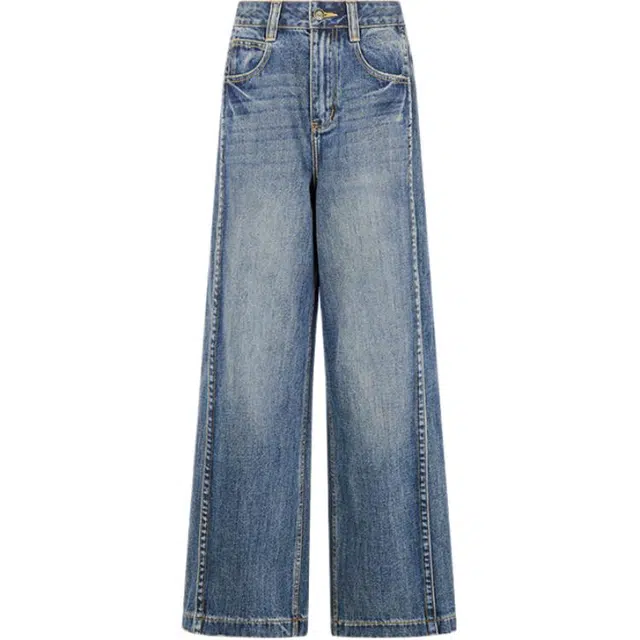 美洋 立体线大长腿侧阔腿牛仔裤 女款