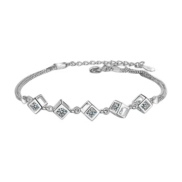 老冯记银楼 时尚爱情魔方 铜镀金 锆石 手链 女款
